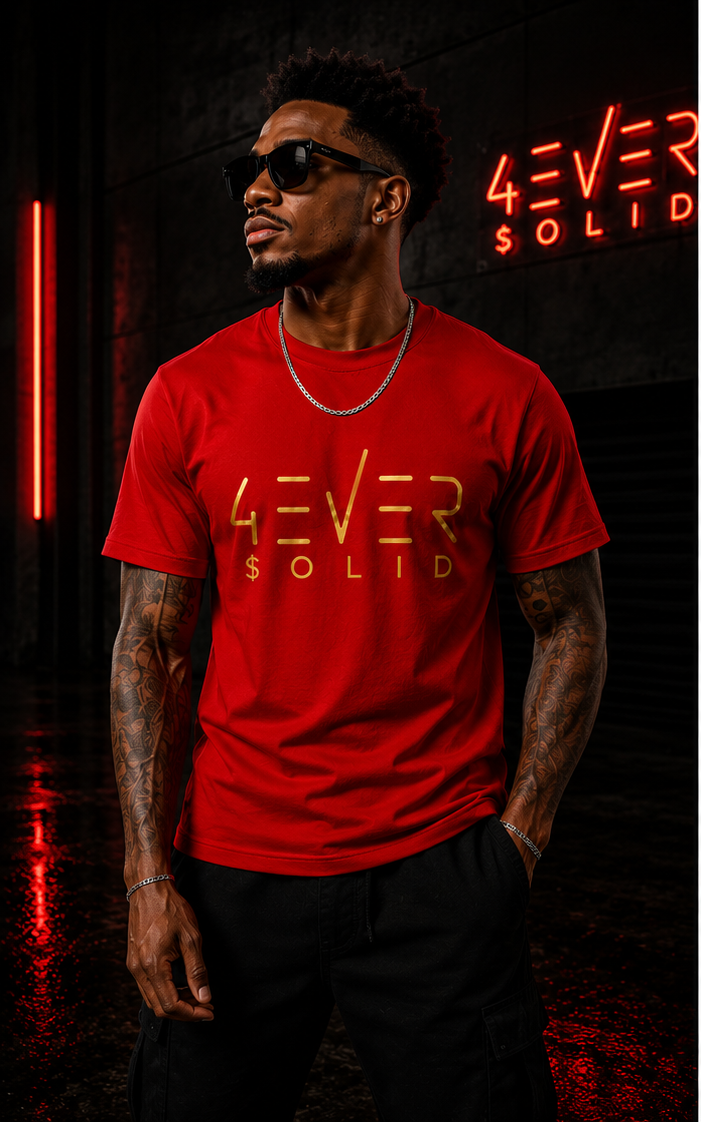 43VER 0LID RED Short Sleeve T-Shirt Gold Edition