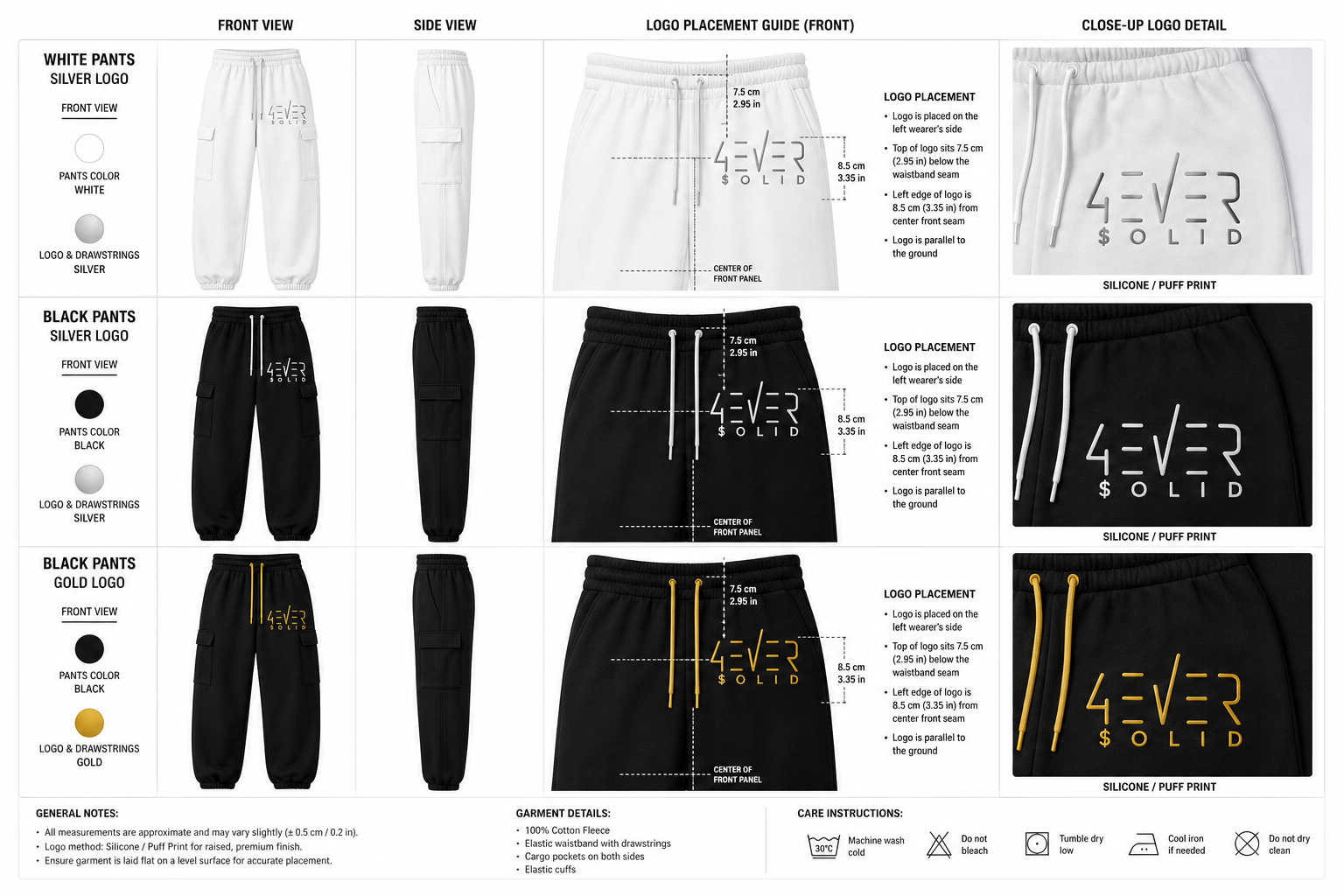 43VER $0LID WHITE Streetwear Joggers