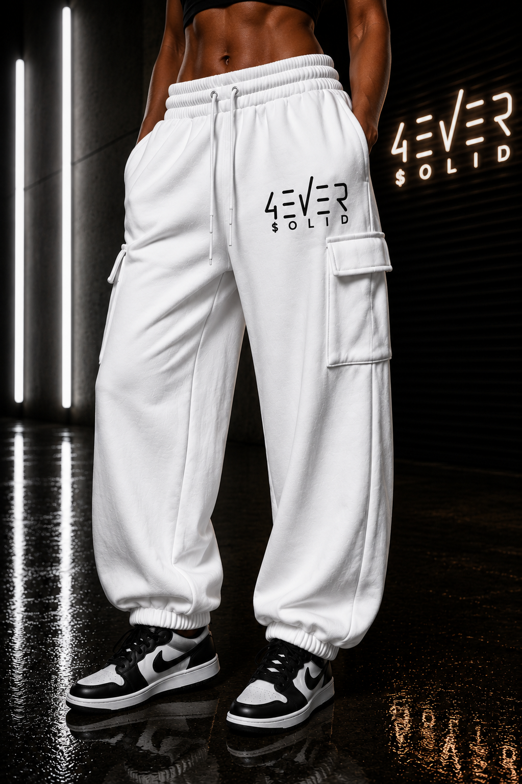 43VER 0LID WHITE Streetwear Joggers